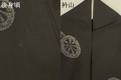 平和屋着物＊夏物　本場大島紬　夏大島　源氏車紋　黒地　正絹　逸品　AABJ9028jd
