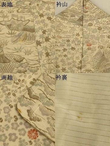 平和屋着物＊夏物　紗紬　風景文　正絹　逸品　AABJ9030jd