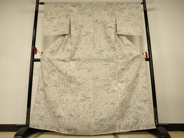 平和屋着物＊夏物　紗紬　風景文　正絹　逸品　AABJ9030jd