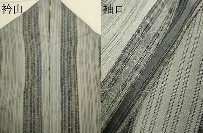 平和屋着物＊夏物　小紋　縦絽　縞　正絹　逸品　AABJ9033jd