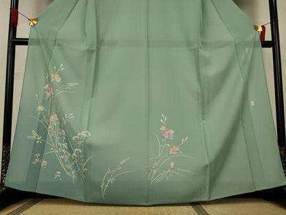 平和屋着物＊夏物　訪問着　絽　友禅　作家物　草花文　正絹　逸品　AABJ9034jd