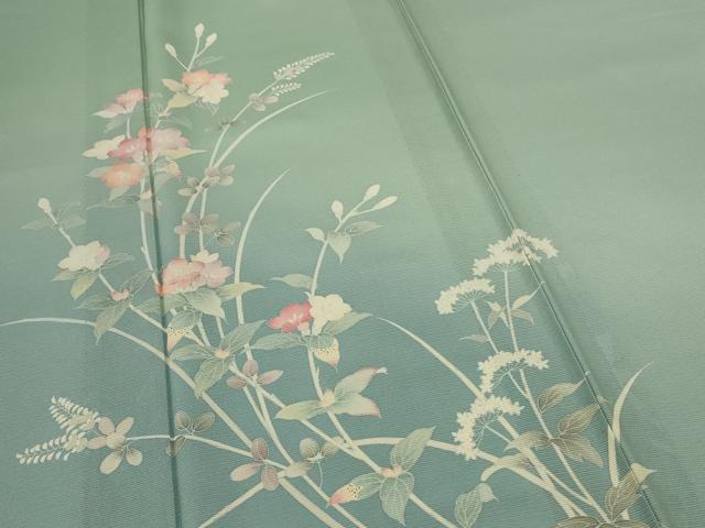 平和屋着物＊夏物　訪問着　絽　友禅　作家物　草花文　正絹　逸品　AABJ9034jd