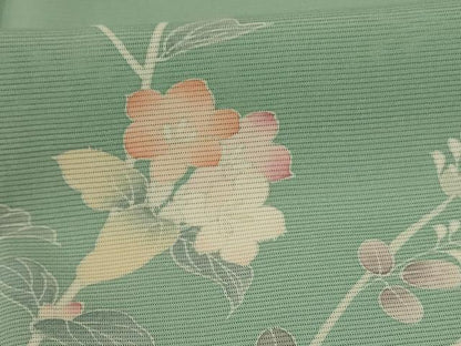 平和屋着物＊夏物　訪問着　絽　友禅　作家物　草花文　正絹　逸品　AABJ9034jd