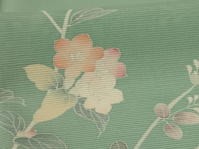 平和屋着物＊夏物　訪問着　絽　友禅　作家物　草花文　正絹　逸品　AABJ9034jd