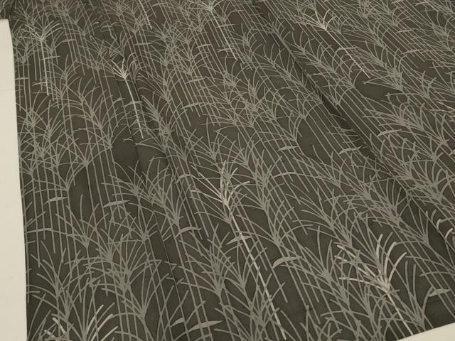 平和屋着物＊夏物　小紋　紗　草葉文　正絹　逸品　AABJ9037jd