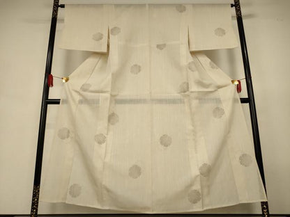 平和屋着物＊夏物　結城紬　夏結城　100亀甲　雪輪文　正絹　逸品　AABJ9038jd