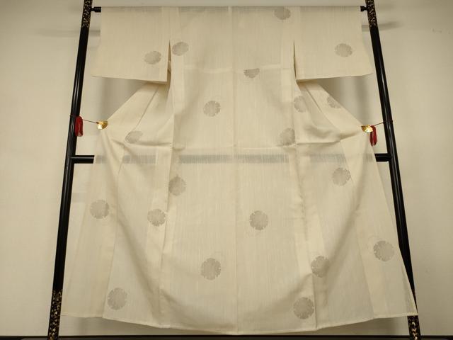 平和屋着物＊夏物　結城紬　夏結城　100亀甲　雪輪文　正絹　逸品　AABJ9038jd