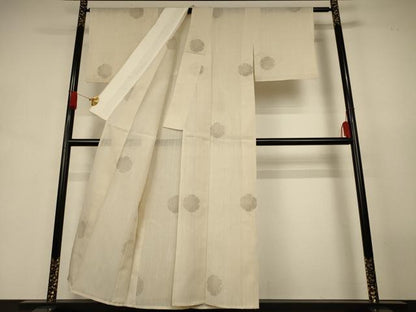 平和屋着物＊夏物　結城紬　夏結城　100亀甲　雪輪文　正絹　逸品　AABJ9038jd