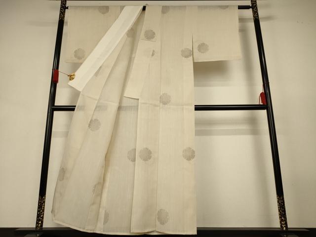 平和屋着物＊夏物　結城紬　夏結城　100亀甲　雪輪文　正絹　逸品　AABJ9038jd