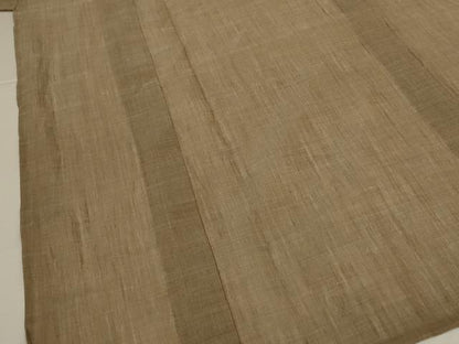 平和屋着物＊夏物　男性　小千谷ちぢみ　色無地　榛色　麻　逸品　AABJ9044jd