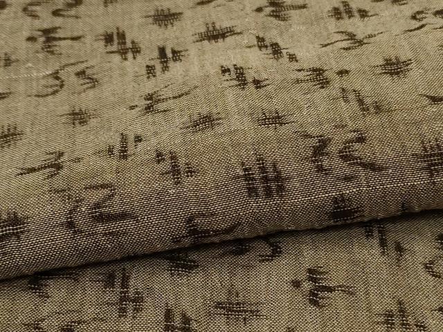 平和屋着物＊夏物　男性　小千谷ちぢみ　琉球絣文様　麻　逸品　AABJ9045jd