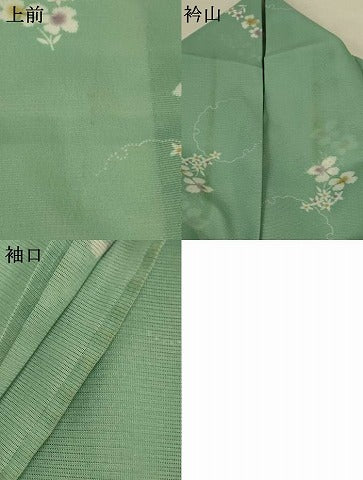 平和屋着物＊夏物　小紋　絽　雪輪花文　洗える着物　AABJ9047jd