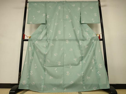 平和屋着物＊夏物　小紋　絽　雪輪花文　洗える着物　AABJ9047jd