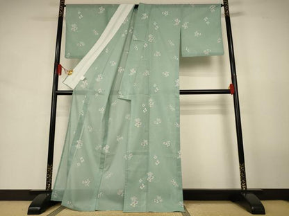 平和屋着物＊夏物　小紋　絽　雪輪花文　洗える着物　AABJ9047jd
