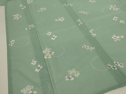 平和屋着物＊夏物　小紋　絽　雪輪花文　洗える着物　AABJ9047jd