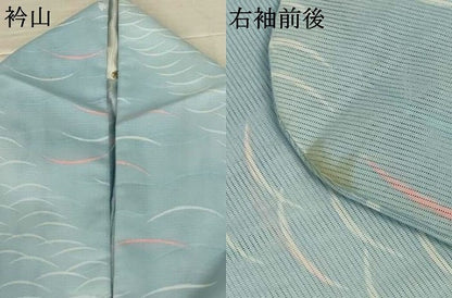 平和屋着物＊夏物　小紋　絽　芝舞蝶文　洗える着物　AABJ9048jd