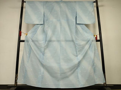 平和屋着物＊夏物　小紋　絽　芝舞蝶文　洗える着物　AABJ9048jd