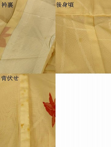 平和屋着物＊夏物　小紋　紗　舞葉文　正絹　逸品　AABJ9050jd