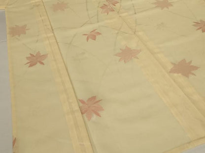 平和屋着物＊夏物　小紋　紗　舞葉文　正絹　逸品　AABJ9050jd