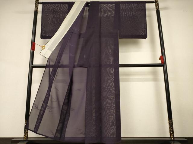 平和屋着物＊夏物　色無地　芝紋紗　黒紅色　正絹　逸品　未使用　AABJ9054jd