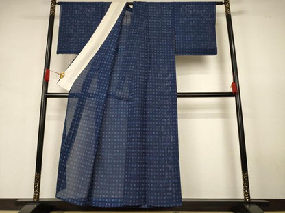 平和屋着物＊夏物　小紋　絽　幾何学文様　正絹　逸品　未使用　AABJ9055jd