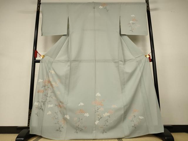 平和屋着物＊夏物　訪問着　絽　草花文　金彩　正絹　逸品　AABJ9061jd