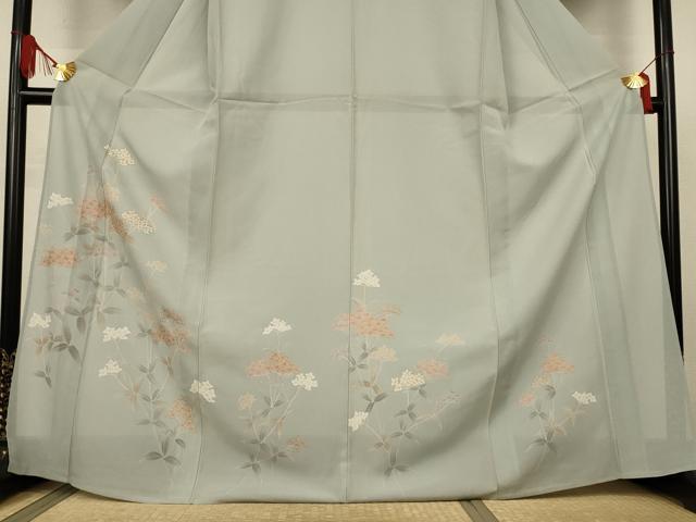 平和屋着物＊夏物　訪問着　絽　草花文　金彩　正絹　逸品　AABJ9061jd