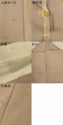 平和屋着物＊夏物　色無地　絽　流水葉紋紗　亜麻色　正絹　逸品　AABJ9063jd
