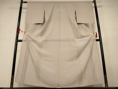 平和屋着物＊夏物　色無地　絽　流水葉紋紗　亜麻色　正絹　逸品　AABJ9063jd