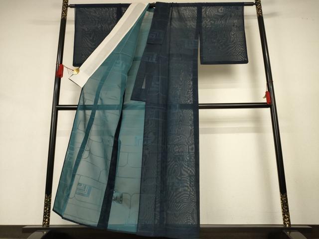 平和屋着物＊夏物　小紋　紗　幾何学文様　正絹　逸品　AABJ9069jd