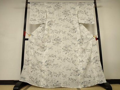 平和屋着物＊夏物　小紋　絽　流水草花文　洗える着物　AABJ9070jd
