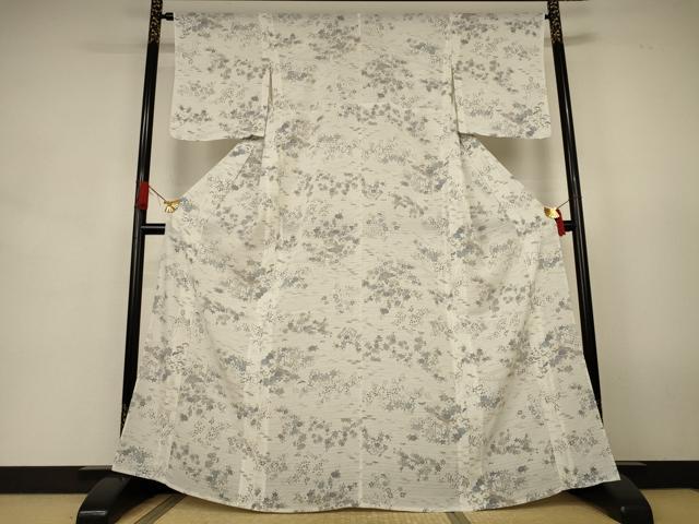 平和屋着物＊夏物　小紋　絽　流水草花文　洗える着物　AABJ9070jd