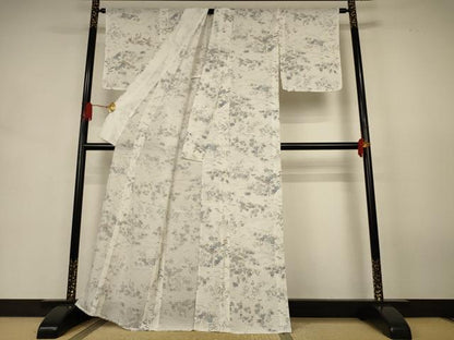 平和屋着物＊夏物　小紋　絽　流水草花文　洗える着物　AABJ9070jd