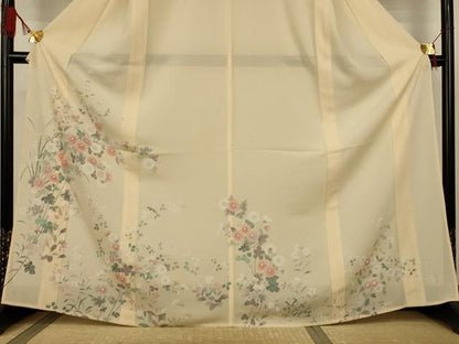 平和屋着物＊夏物　訪問着　絽　草花文　正絹　逸品　AABJ9072jd