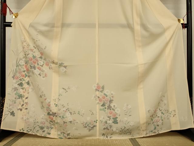 平和屋着物＊夏物　訪問着　絽　草花文　正絹　逸品　AABJ9072jd