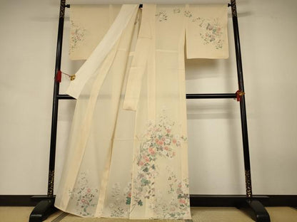 平和屋着物＊夏物　訪問着　絽　草花文　正絹　逸品　AABJ9072jd