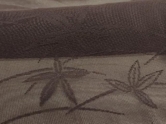 平和屋着物＊夏物　色無地　芝葉紋紗　黒紅色　正絹　逸品　AABJ9073jd