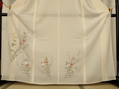 平和屋着物＊夏物　訪問着　絽　草花文　正絹　逸品　AABJ9074jd