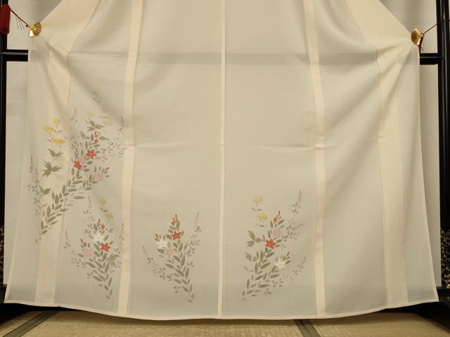 平和屋着物＊夏物　訪問着　絽　草花文　正絹　逸品　AABJ9074jd