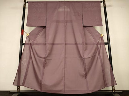 平和屋着物＊夏物　色無地　絽　笹紋紗　煤竹色　高島屋扱い　正絹　逸品　AABJ9075jd