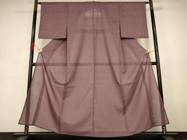 平和屋着物＊夏物　色無地　絽　笹紋紗　煤竹色　高島屋扱い　正絹　逸品　AABJ9075jd