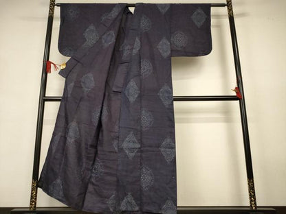 平和屋着物＊夏物　重要無形文化財　本場宮古上布　花菱文　苧麻　逸品　AABJ9079jd