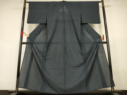 平和屋着物＊夏物　本場大島紬　夏大島　変わり斜縞　正絹　逸品　AABJ9089jd