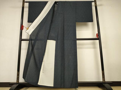 平和屋着物＊夏物　本場大島紬　夏大島　変わり斜縞　正絹　逸品　AABJ9089jd