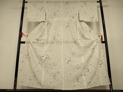 平和屋着物＊夏物　小紋　絽　草花文　正絹　逸品　AABJ9090jd