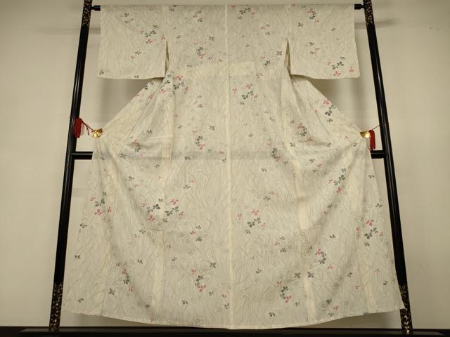 平和屋着物＊夏物　小紋　絽　草花文　正絹　逸品　AABJ9090jd