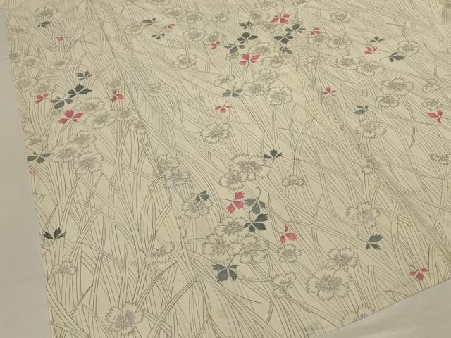 平和屋着物＊夏物　小紋　絽　草花文　正絹　逸品　AABJ9090jd