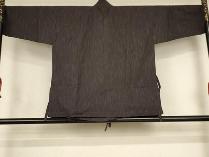 平和屋着物＊夏物　小千谷　紺仁　越後片貝木綿　作務衣　縞　証紙・たとう紙付き　木綿　逸品　AABJ9091jd