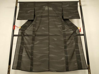 平和屋着物＊夏物　小紋　絽　立波文　洗える着物　AABJ9093jd