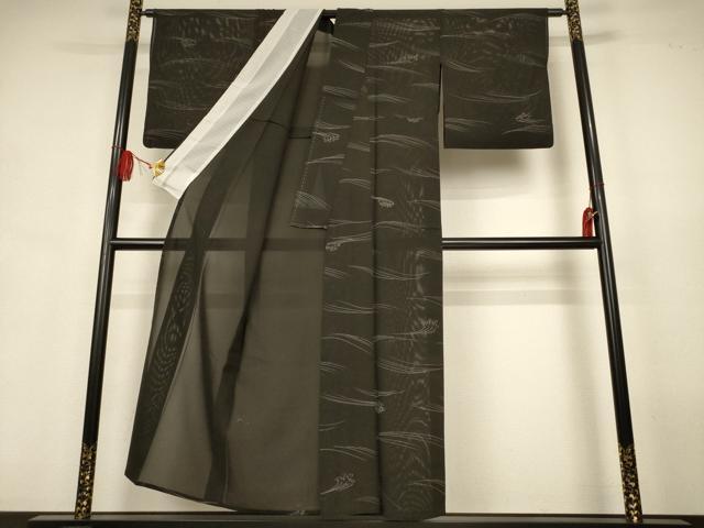 平和屋着物＊夏物　小紋　絽　立波文　洗える着物　AABJ9093jd